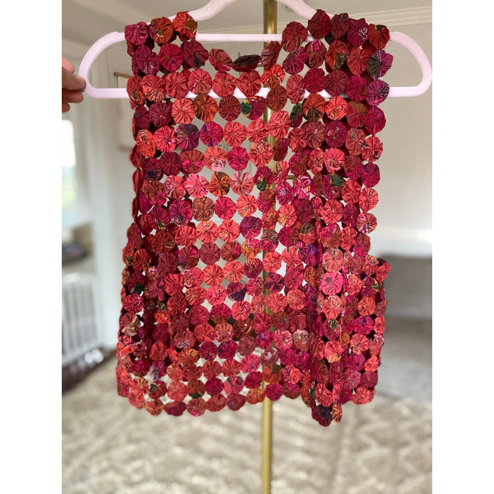 Handmade in Thailand Silk Vest Yo-Yo Artisan Boho Thai Festival Indie Boutique M - Picture 3 of 9